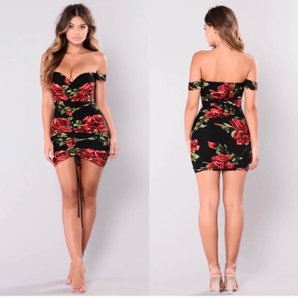 Off the shoulder rose dress